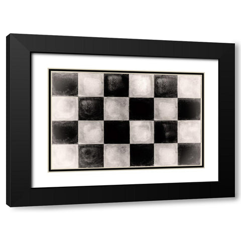 Floor Mat Checkerboard Tile Black Modern Wood Framed Art Print with Double Matting by Sasha