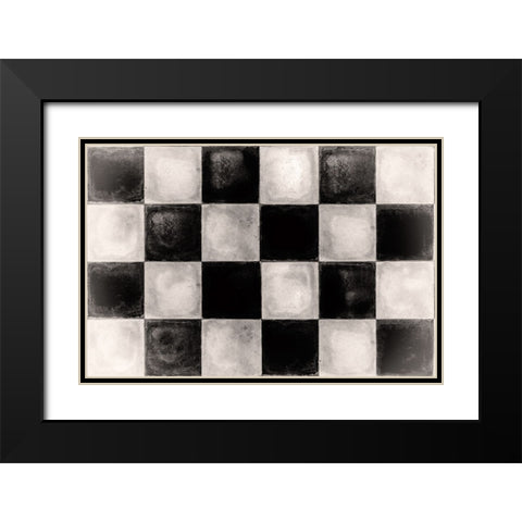 Floor Mat Checkerboard Tile Black Modern Wood Framed Art Print with Double Matting by Sasha