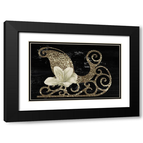 Sleigh Petals II Black Modern Wood Framed Art Print with Double Matting by Sasha