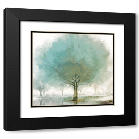 Cyanna Black Modern Wood Framed Art Print with Double Matting by Sasha