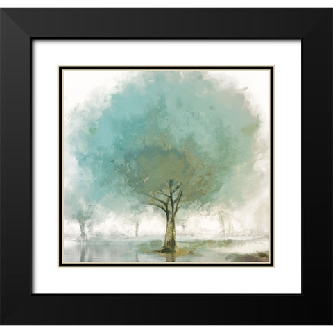 Cyanna Black Modern Wood Framed Art Print with Double Matting by Sasha