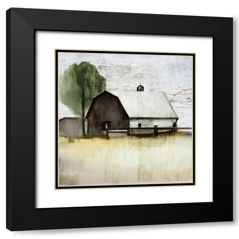 The White Barn I Black Modern Wood Framed Art Print with Double Matting by Sasha