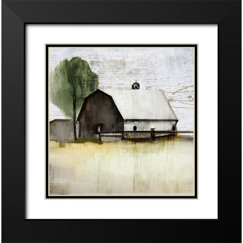 The White Barn I Black Modern Wood Framed Art Print with Double Matting by Sasha