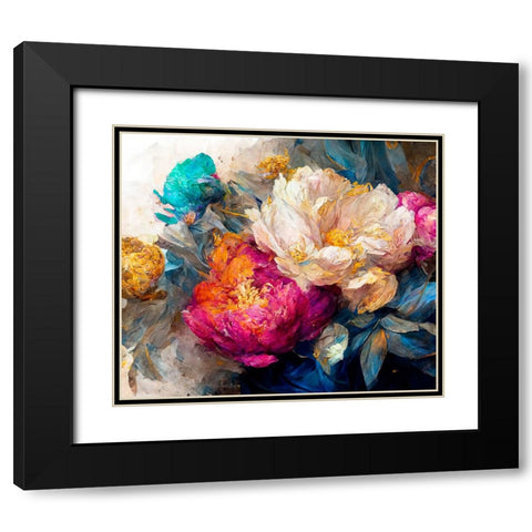 Peony Opera II Black Modern Wood Framed Art Print with Double Matting by Sasha