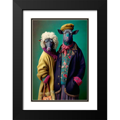 Coloratura IX Black Modern Wood Framed Art Print with Double Matting by Sasha