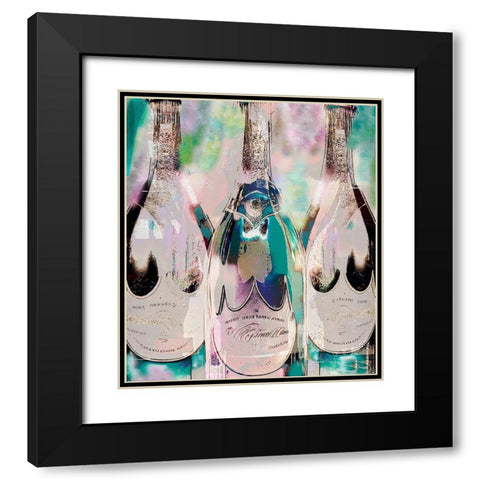 Bubbles and Shimmer Black Modern Wood Framed Art Print with Double Matting by Sasha