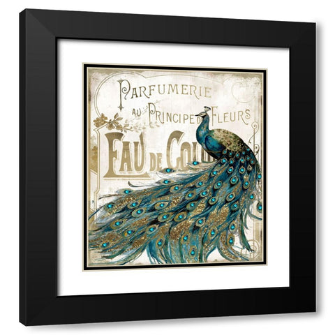 Peacock Jewels Black Modern Wood Framed Art Print with Double Matting by Sasha