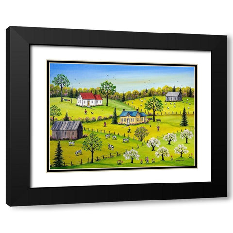 Apple Blossom Time Black Modern Wood Framed Art Print with Double Matting by Mark, Sharon