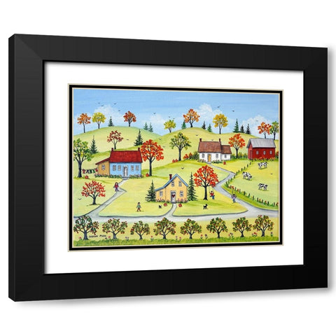Appleville Black Modern Wood Framed Art Print with Double Matting by Mark, Sharon