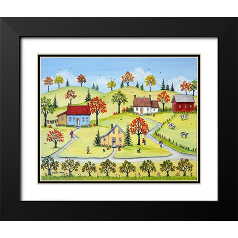 Appleville Black Modern Wood Framed Art Print with Double Matting by Mark, Sharon