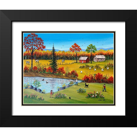 Autumn by the Brook Black Modern Wood Framed Art Print with Double Matting by Mark, Sharon