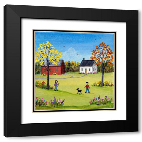 Bright Autumn Black Modern Wood Framed Art Print with Double Matting by Mark, Sharon