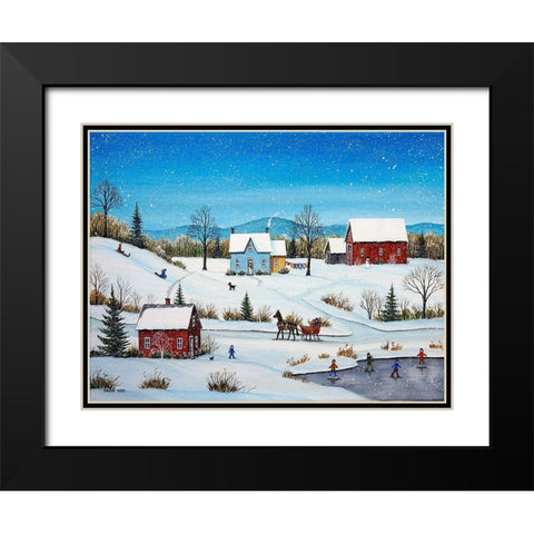 Falling Snow Black Modern Wood Framed Art Print with Double Matting by Mark, Sharon