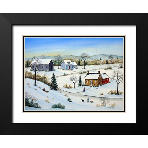 Fun on the Hill Black Modern Wood Framed Art Print with Double Matting by Mark, Sharon