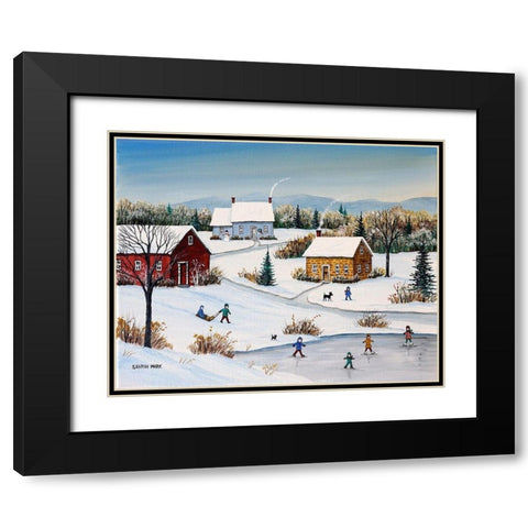 Happy Children Black Modern Wood Framed Art Print with Double Matting by Mark, Sharon