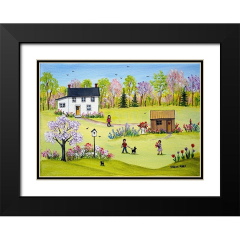 In the Garden Black Modern Wood Framed Art Print with Double Matting by Mark, Sharon