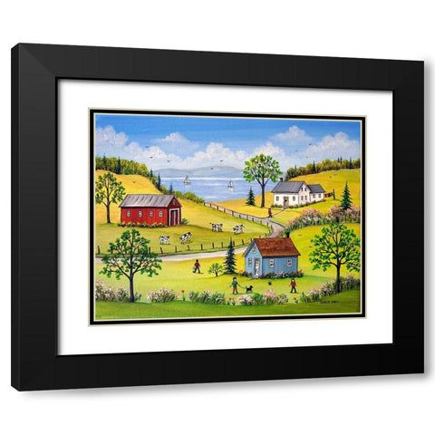 Lakeside Black Modern Wood Framed Art Print with Double Matting by Mark, Sharon