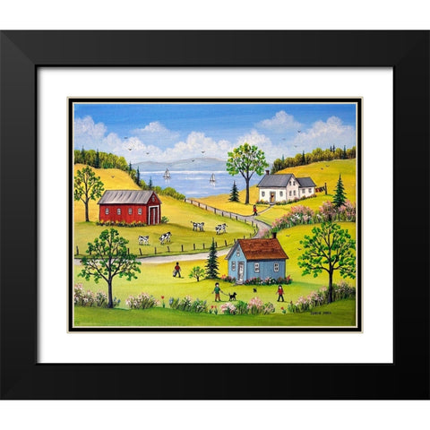 Lakeside Black Modern Wood Framed Art Print with Double Matting by Mark, Sharon
