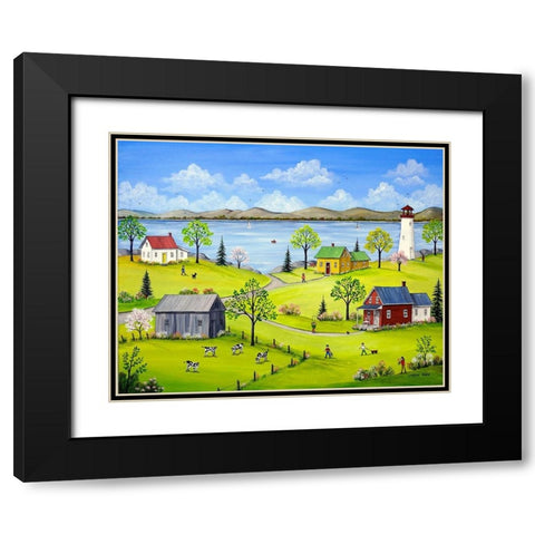 Life by the Lake Black Modern Wood Framed Art Print with Double Matting by Mark, Sharon