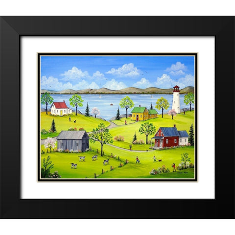Life by the Lake Black Modern Wood Framed Art Print with Double Matting by Mark, Sharon