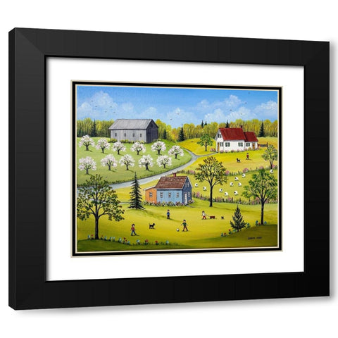 Orchard Blossoms Black Modern Wood Framed Art Print with Double Matting by Mark, Sharon