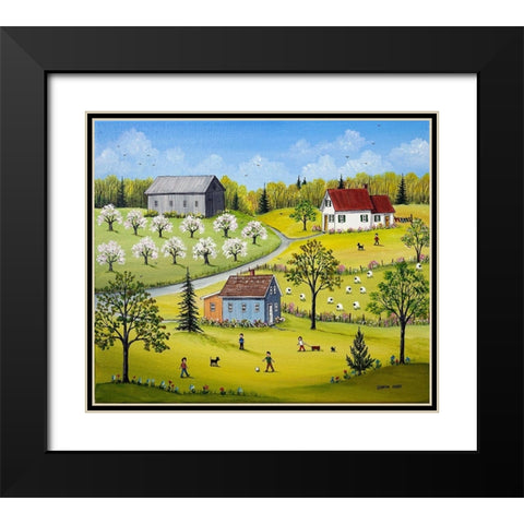 Orchard Blossoms Black Modern Wood Framed Art Print with Double Matting by Mark, Sharon