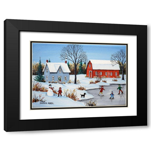 Skating Fun Black Modern Wood Framed Art Print with Double Matting by Mark, Sharon