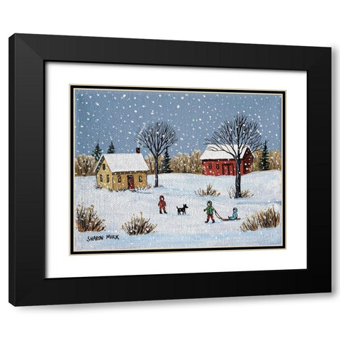 Snow Day Black Modern Wood Framed Art Print with Double Matting by Mark, Sharon