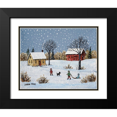 Snow Day Black Modern Wood Framed Art Print with Double Matting by Mark, Sharon