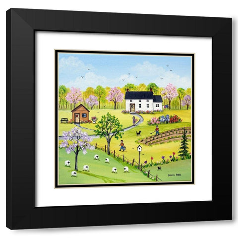 Tending the Garden Black Modern Wood Framed Art Print with Double Matting by Mark, Sharon
