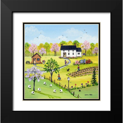 Tending the Garden Black Modern Wood Framed Art Print with Double Matting by Mark, Sharon