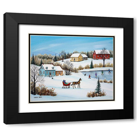 Time for a Sleigh Ride Black Modern Wood Framed Art Print with Double Matting by Mark, Sharon