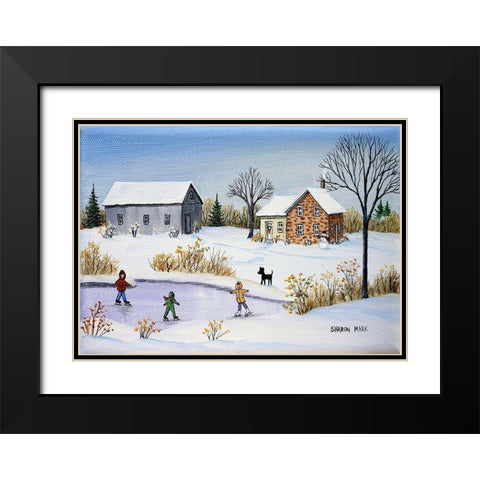 We Love Winter Black Modern Wood Framed Art Print with Double Matting by Mark, Sharon