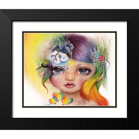 Rainbow Rosalie - MunchkinZ Elf Black Modern Wood Framed Art Print with Double Matting by Sheena Pike Art