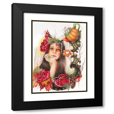 Autumn Tea - Tea Series Black Modern Wood Framed Art Print with Double Matting by Sheena Pike Art