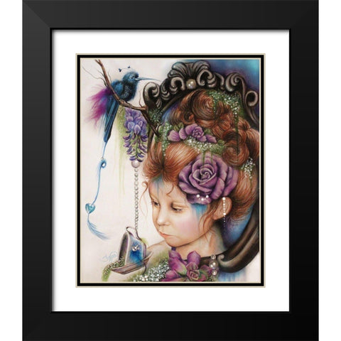 Tea And PeriWinkle - Tea Series Black Modern Wood Framed Art Print with Double Matting by Sheena Pike Art