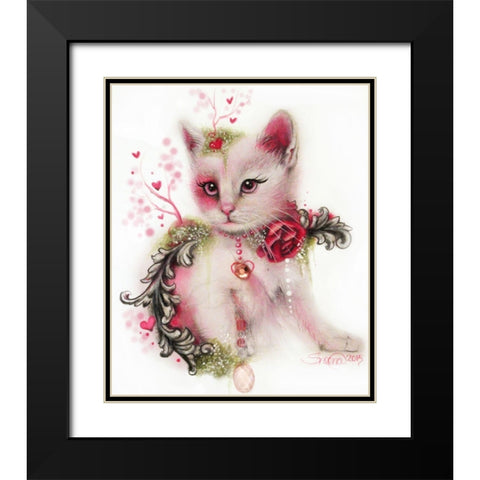 Love Is In The Air (Kitty) Black Modern Wood Framed Art Print with Double Matting by Sheena Pike Art