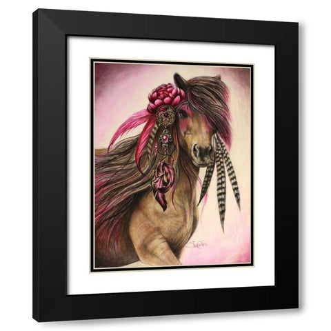 Magenta Warrior Black Modern Wood Framed Art Print with Double Matting by Sheena Pike Art