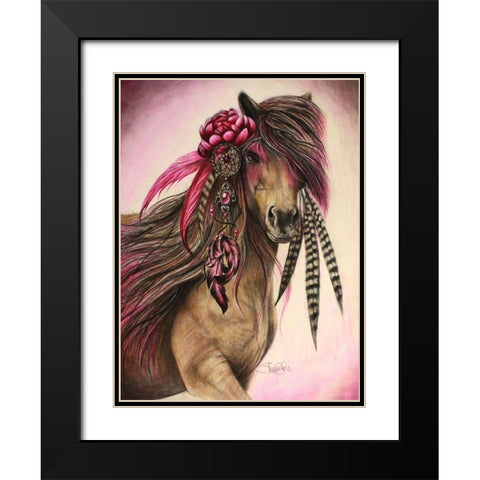 Magenta Warrior Black Modern Wood Framed Art Print with Double Matting by Sheena Pike Art
