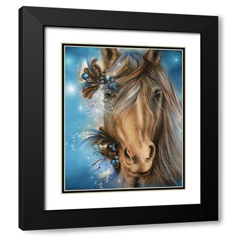 Pretty Blue Black Modern Wood Framed Art Print with Double Matting by Sheena Pike Art
