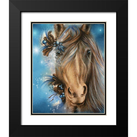 Pretty Blue Black Modern Wood Framed Art Print with Double Matting by Sheena Pike Art