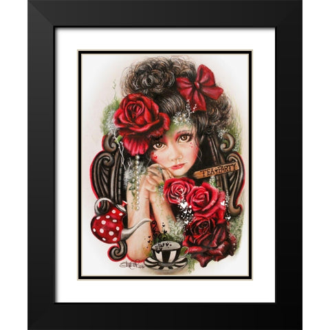 Tea-Pretty Please - Tea Series Black Modern Wood Framed Art Print with Double Matting by Sheena Pike Art