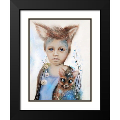 A Boy and his Fox - Only Friend in the World Black Modern Wood Framed Art Print with Double Matting by Sheena Pike Art