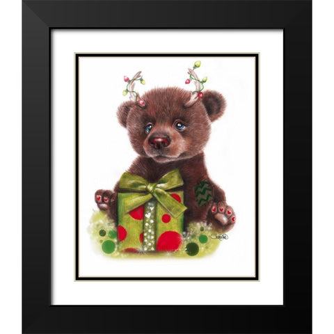 Bruno Bear-Rudolph Fan Black Modern Wood Framed Art Print with Double Matting by Sheena Pike Art