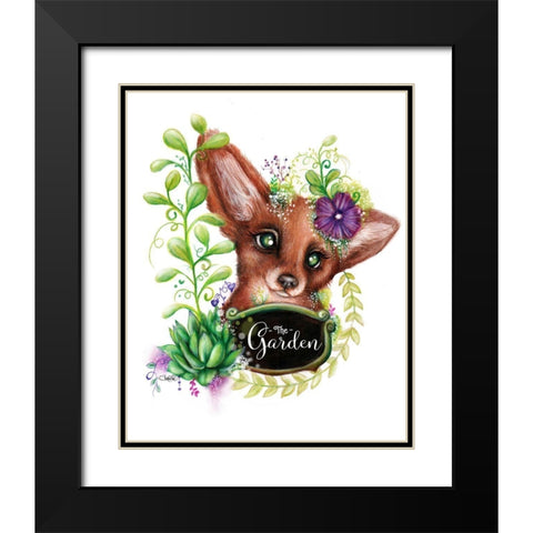 The Garden Sign Fox Black Modern Wood Framed Art Print with Double Matting by Sheena Pike Art
