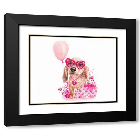 Pawsitively Love You - Daschund Black Modern Wood Framed Art Print with Double Matting by Sheena Pike Art