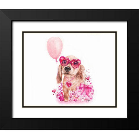 Pawsitively Love You - Daschund Black Modern Wood Framed Art Print with Double Matting by Sheena Pike Art