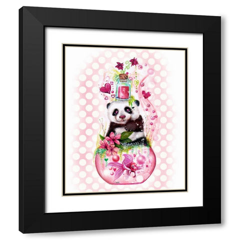 Panda Love Potion - with background Black Modern Wood Framed Art Print with Double Matting by Sheena Pike Art