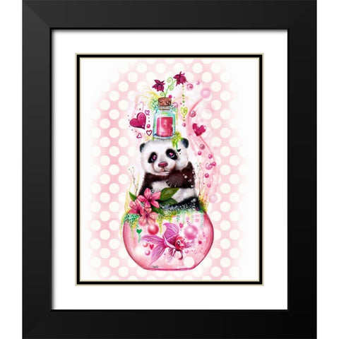 Panda Love Potion - with background Black Modern Wood Framed Art Print with Double Matting by Sheena Pike Art