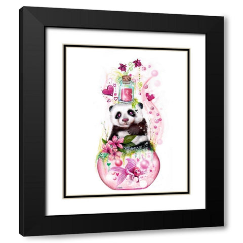 Panda Love Potion Black Modern Wood Framed Art Print with Double Matting by Sheena Pike Art
